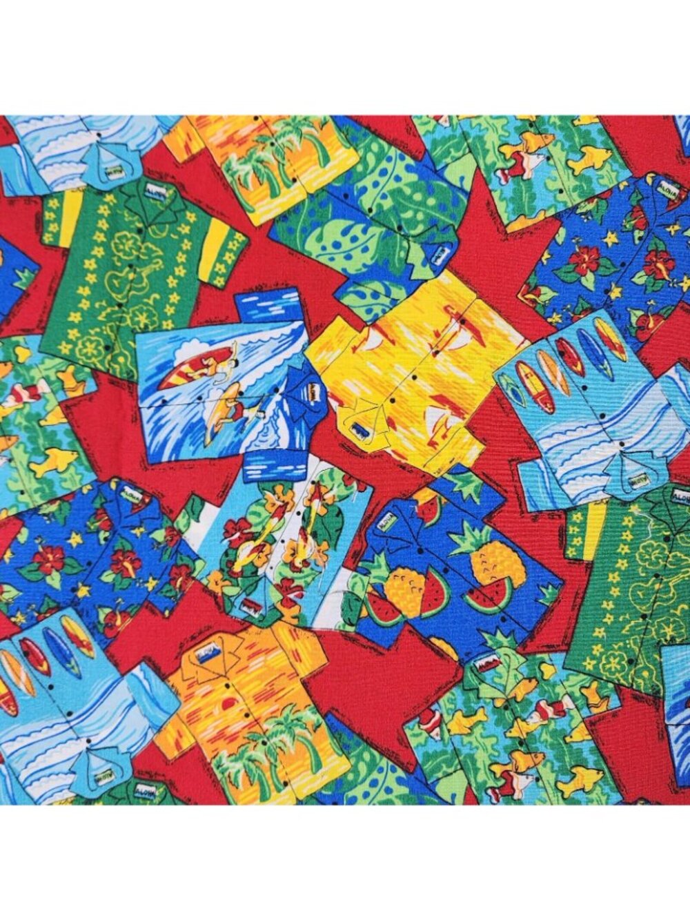Quilting Fabric Hawaiian Shirts Multicolor VTG Novelty Fat Quarter - Picture 2 of 2
